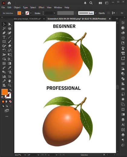How to easily create a real 3D ripe mango 🥭 using Illustrator like a pro #3d #tutorial #illustrator