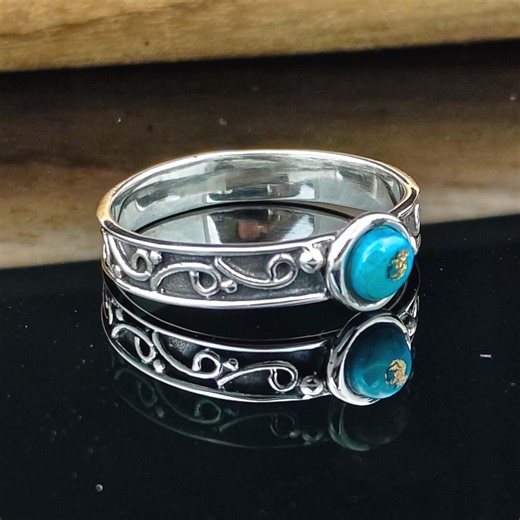 Ice Blue Turquoise Ring: Handmade 925 Sterling Silver Statement Jewelry Minimalist Ring - Etsy