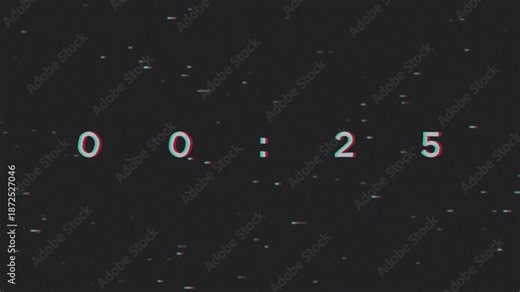 minute second retro screen with noise and interference with countdown timer 30 second vhs overlay on 4k video
