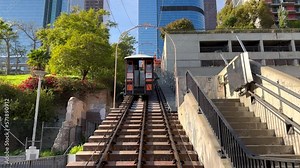 Angels Flight funicular railway in downtown Los Angeles, iconic city landmark