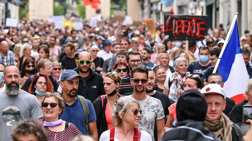 Tens of thousands march against French Covid ‘health pass’ for third straight weekend