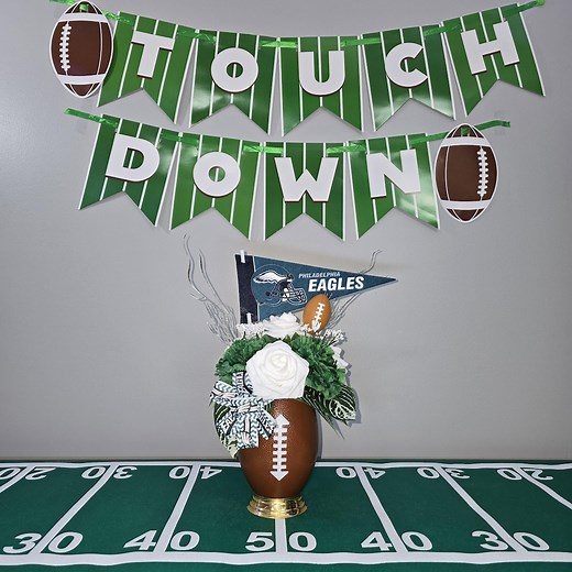 NFL Philadelphia Eagles Football Table Centerpiece Sports Party Floral Arrangement Decor W/ Pennant Flag, Game Day Celebration Vase - Etsy