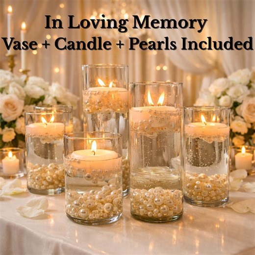 In Loving Memory Floating Candle Centerpiece – Vase   Candle   Pearls Included, Memorial Table Decor, Celebration of Life Gift - Etsy