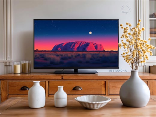 Uluru Sunset Frame TV Art, Southwestern Monolith Art, Modern Desert Landscape, Digital Illustration Download, Moonlit Night Wall Decor 696 - Etsy