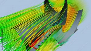 Spiral mechanical part airflow simulation - CFD simulation Computational fluid dynamics Stock Video