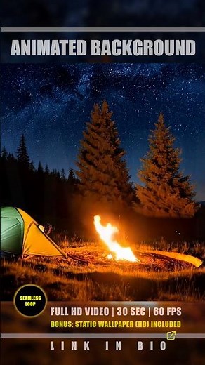 Animated Background - Campfire, Camping, Nighttime, Relaxing | Nature, Full HD, Seamless Loop