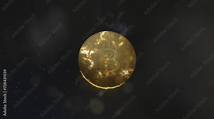 Bitcoin Storm Energy Lightning Light Special Effect. Crypto Overture: Crypto Element Animation Opening the Gates of Finance