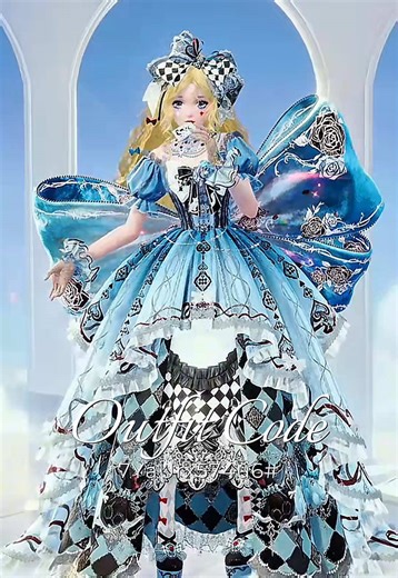 Finishing off my Alice in Wonderland series with ALICE!✨🐇 Credit again to Zombae in the look book! Favorited their look a year ago but I changed some things! Switched some of the dyes to darker blues! Switched the gloves and socks! Added accessories and makeup! And of course THE NEW GIANT BOW!🎀 @Infinity Nikki #aliceinwonderland #infinitynikkiedit #infinitynikki #infoldgames #infold