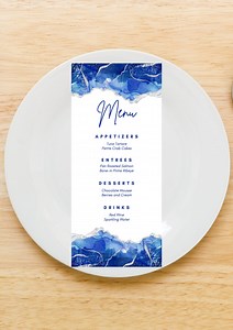 Editable Menu Card Template, Royal Blue and White, Birthday, Dinner Menu, Table Menu, Baby Shower Menu, Wedding Menu, Menu Cards, Printable - Etsy