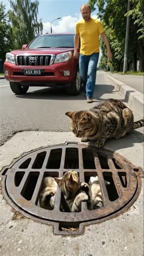 A Man's kindness Rescues a Tiny Kitten from a Storm Drain #shorts #cat