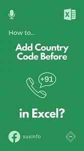 Excel Tips for Adding Country Code before Phone Number! ☎️ #Excel #exceltips #bookkeeping #accounting #Finance | SUS INFO