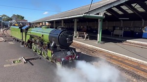 Gorgeous start to the day at New Romney Station as Loco No.1, Green Goddess, returns from the turntable ready to take on coal for todays pink service timetable. Tickets are available at our railway shops throughout the day. www.rhdr.org.uk | Romney, Hythe and Dymchurch Railway
