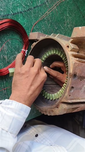 Amazing process of inserting coil in motor #electrical #shorts #shortvideo