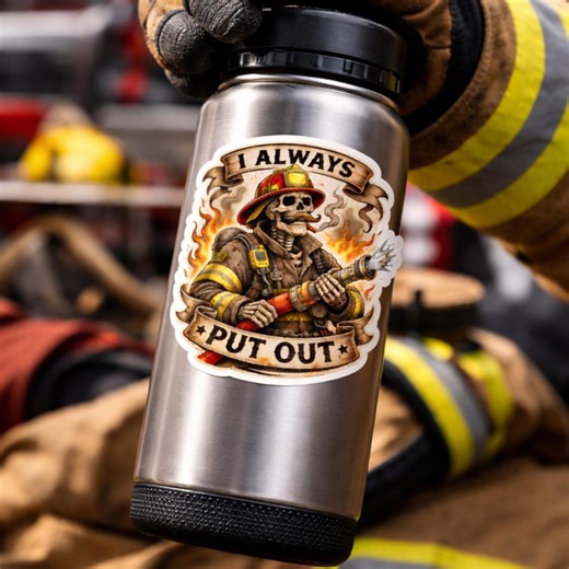 Firefighter Sticker Always Put Out Firefighter Skull Fireman Decal - Etsy