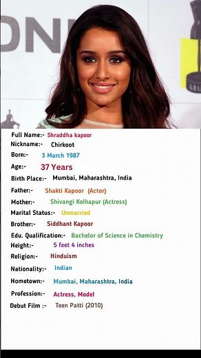 Shraddha Kapoor Biography #shraddhakapoor #biography #viral