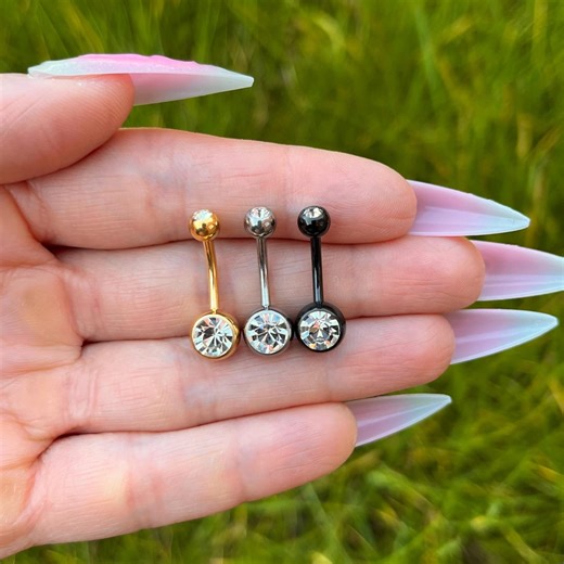 Titanium Belly Button Ring: Cubic Zirconia Navel Piercing, 6mm/8mm/10mm/12mm - Etsy