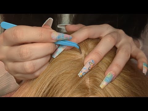 ASMR Satisfying Scalp Cleaning & Tweezing (2 Ver. Inaudible Whisper/No Talking)