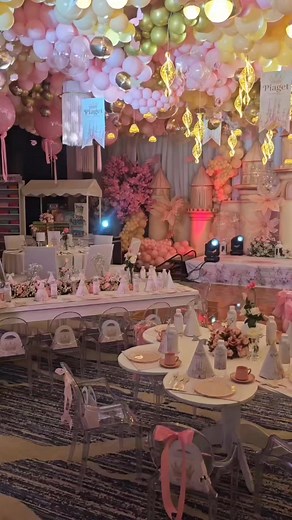 Beautiful and timeless Princess themed set up for Piaget's 7th Birthday! Mixture of gold, blush pink and skintone palette created a very classy look! We created a 3D castle for the backdrop with life like carriage for the celebrant's photo op. Thank you Mommy Meg for the trust! | Party Bitz & Pieces