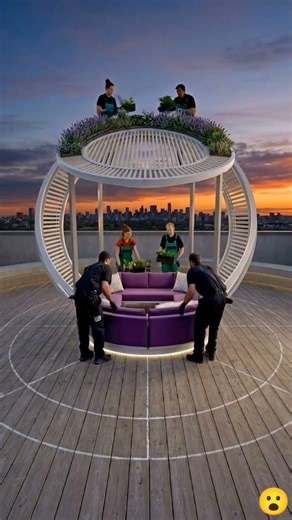 Empty Rooftop → Luxury Circular Lounge Transformation 😱 | Futuristic Rooftop Design #transformation