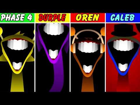 Phase 4 But Everyone Is Durple Vs Oren Vs Caleb In Incredibox Sprunki
