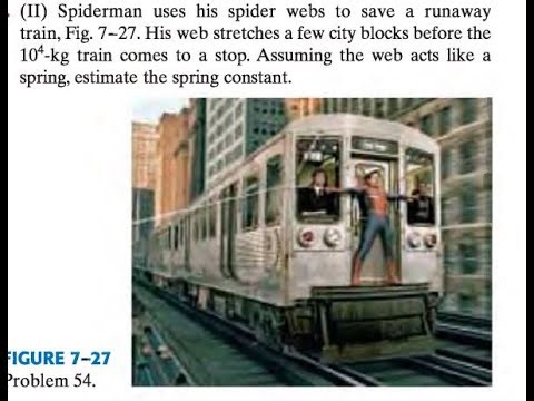 Spiderman uses his spider webs to save a runaway train, Fig. His web stretches a few city b