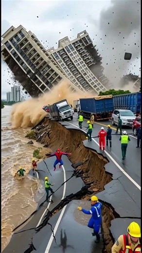 Flash Flood Collapse Rescue Teams Respond as Road and Building Foundation Give Way #BreakingNews
