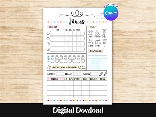 Fitness Planner Printable PDF – Exercise Log & Workout Tracker, Half Page 8.5x11, A4 A5, Classic Happy Planner Insert, Instant Download - Etsy