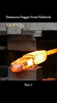 part 1 Damascus dagger from fishhook #making #forging #knifeskills #damascus