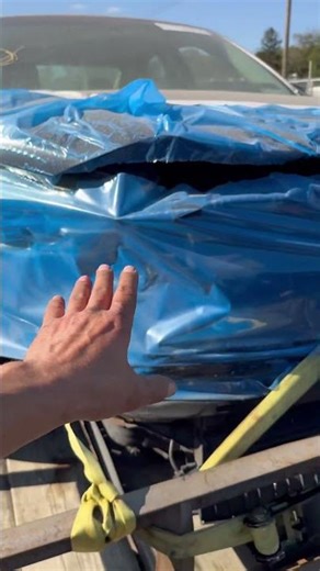 2015 Subaru Legacy with a dent on the trailer heading to the shop. #SubaruLegacy #Legacy2015