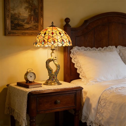 Tiffany Style Stained Glass Table Lamp, Vintage Phoenix Design Bedside Lamp, Housewarming Gift, Colorful Home Decor - Etsy