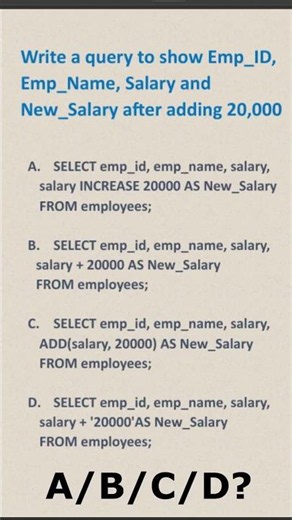 Day 1 learning Sql Quiz #sql #viral #shortfeed #shorts
