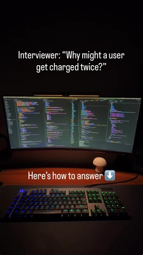 This is usually a race condition caused by retries. Imagine a payment request hits your API. The payment succeeds. But the response never reaches the client (timeout, network issue, etc). From the client’s perspective, the request failed. So it retries. Now the server processes the same operation again, and the user gets charged twice. The fix is usually idempotency. Each request includes a unique idempotency key, and the server stores the result the first time it runs. If the same request arriv
