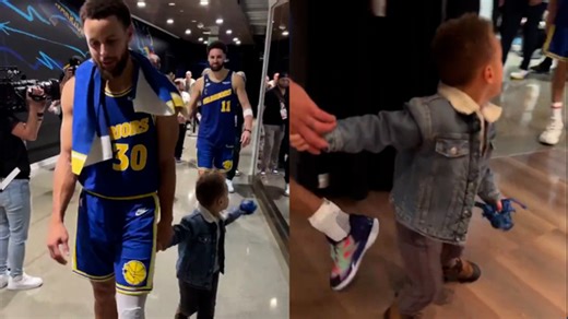 Steph's Curry's son Canon adorably greets Klay Thompson