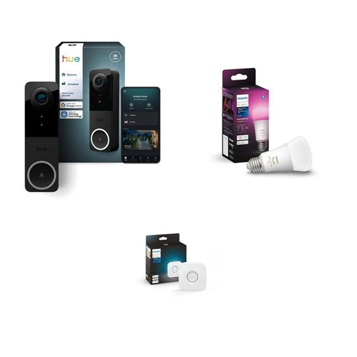 Philips Hue Smart Home Bridge, HD Video Doorbell Camera, and A19 Smart LED Bulb Combo (3-Piece) - The Home Depot