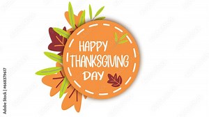 happy thanksgiving animated text for celebrate thanksgiving day. handwritten animation. november holidays.