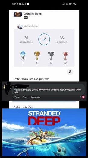 Glitch! Stranded Deep [PS4]| Platina em 15 segundos! #shorts