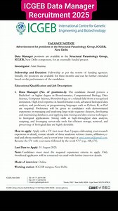 53K views · 129 reactions | ICGEB Data Manager Recruitment 2025 #Manager | Government Jobs | Facebook