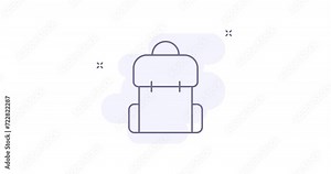 backpack 2d animated outline icon. backpack line icon 4k video motion design graphics for web, mobile and ui design.