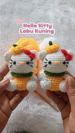 Keychain Hallo Kitty Labu kuning #shortsfeed #shorts #shortvideo #crochet #amigurumi #fyp