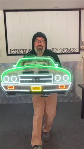 Custom Car Neon LEDs Sign. We can make your car, just send us a picture! Whitebeardsignworks.com #chevy #ford #musclecar #hotrod #cars