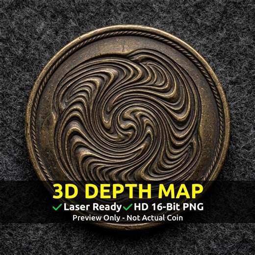 Challenge Coin 3D Depth Map, CNC PNG File, Fiber Laser, Lightburn, Engraving, Embossed, Grayscale, Height Map, Hypnotic Geometric Pattern - Etsy