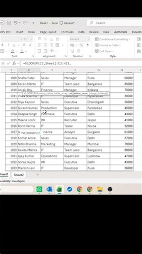 Excel me Vlookup formula kaise lagaye #shortvideo