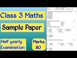 Class 3 Maths Sample Paper |Revision Worksheet for Half yearly Examination | Class 3 Maths