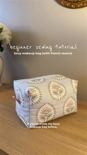 Updating my boxy makeup bag tutorial with french seam corners Thought I would share the easier method I have been using to sew a boxy makeup bag! A lot of you said finishing the corners in my first makeup bag tutorial was the trickiest part. I feel like using french seams are more beginner friendly and less confusing! Let me know if you try it out! credit : Lauren Lieser🥰#beginnersewing #sewingtutorial #sewingproject #sewingideas #creatorsearchinsights | Emma Rose