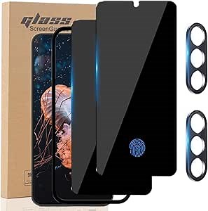 for Samsung Galaxy S24 Privacy Screen Protector, 2X Anti Spy Tempered Glass Film + 2X Camera Lens Protector, [Fingerprint Unlock] [28° Anti-Peep] [Installation tools] [Zero Bubble] Black/Dark Shield for Galaxy S24