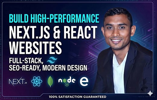 Codefusion_lab: I will build a modern react next js website with high performance for $80 on fiverr.com