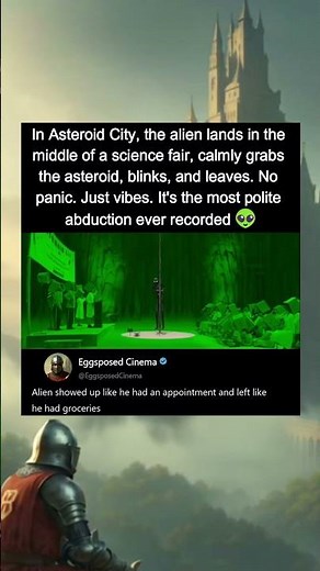 In Asteroid City (2023), the alien blinks and walks off with the asteroid..mp4