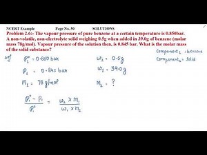 The vapour pressure of pure benzene at a certain temperature is 0.850bar....