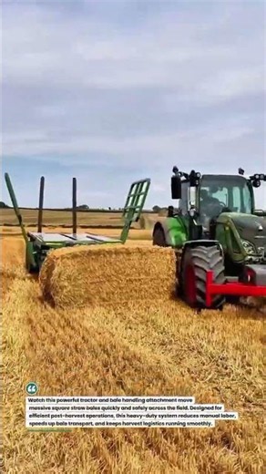 High-Speed Tractor Bale Handler Moves Heavy Straw with Ease #FarmTech #HayHarvest #Agriculture