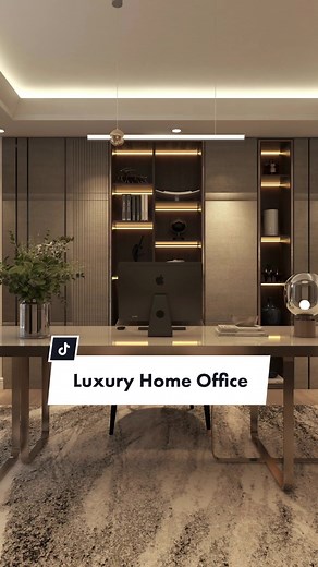 Luxury Modern Home Office Design - 3D Render